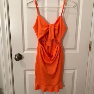 Neon orange cut out dress